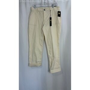 Kut from the Kloth Katy Ankle Straight Leg Pants Cream Utility Size 12 NEW